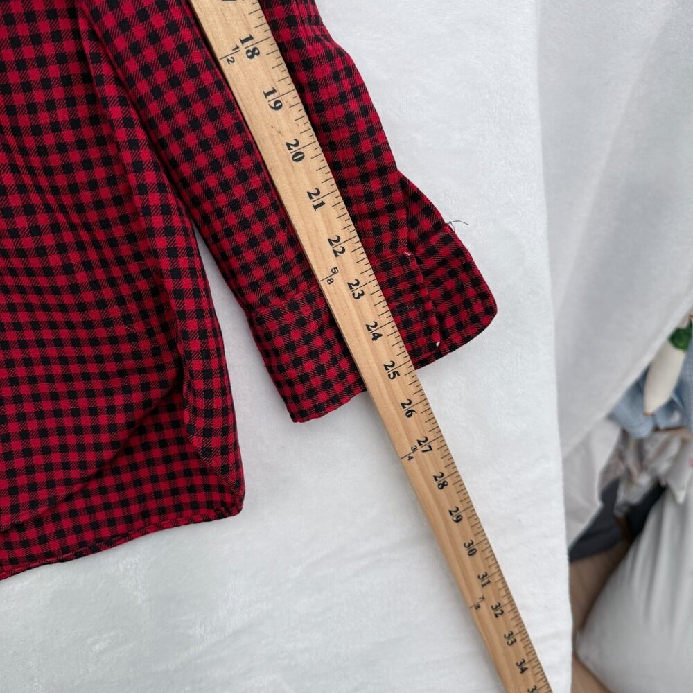 Vintage LL Bean Shirt L Red Buffalo Plaid Flap Pocket Made In USA Button Up - Picture 6 of 9